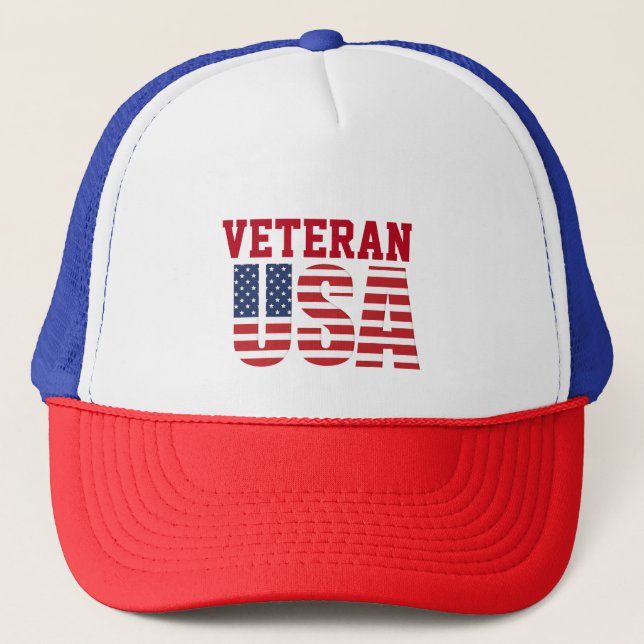 Boné EUA Flag Veteran Trucker Hat (Frente)