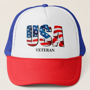 Boné EUA VETERAN American Patriotic red blue flag