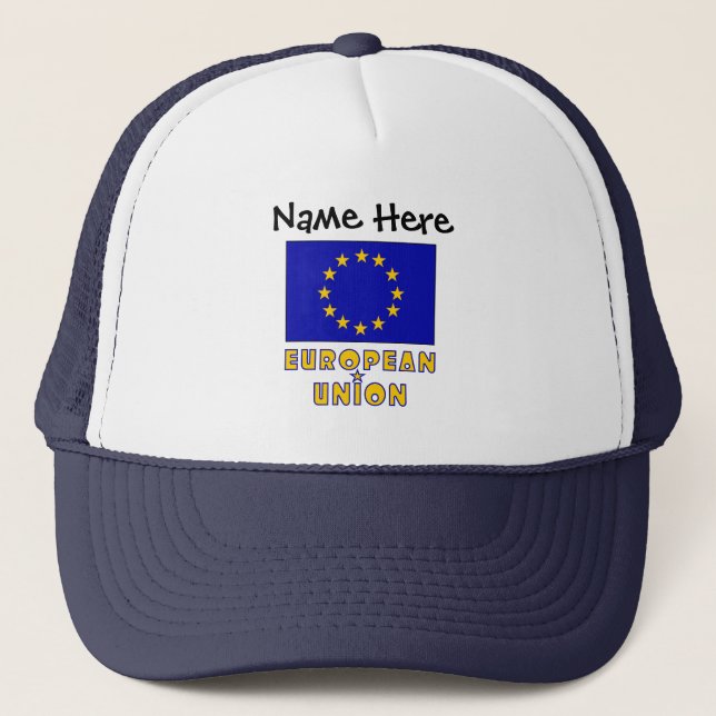 Boné European Union and EU Flag Personalized  Trucker H (Frente)