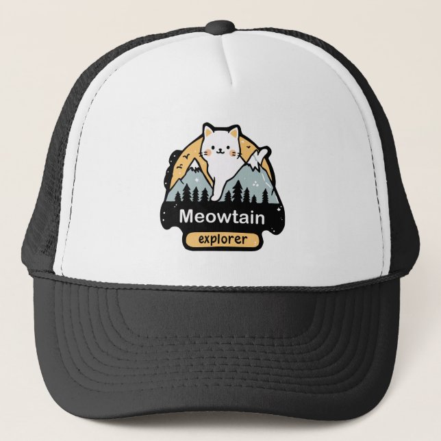 Boné Explorador Meowtain – Design de Aventura de Gato F (Frente)