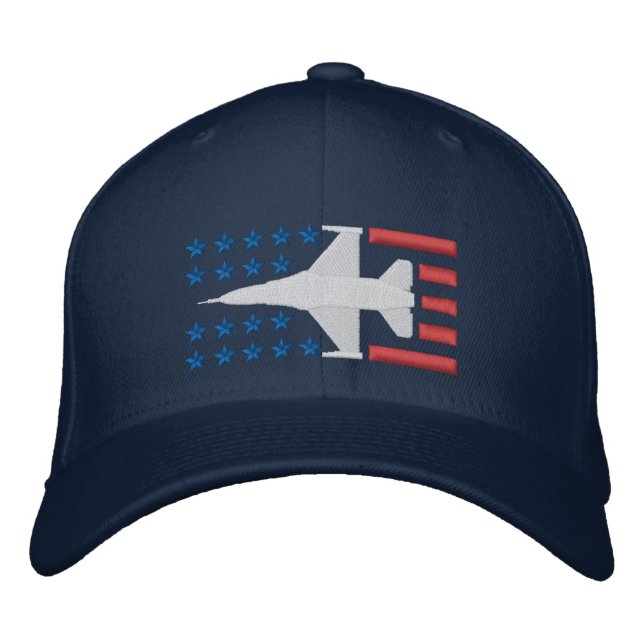 Boné F-16 Estrelas de Jato de Combatente e Stripes Verm (Frente)