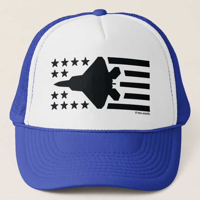 Boné F-22 Estrelas e faixas pretas para jato de guerra (Frente)