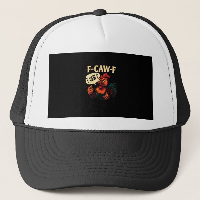 Boné F Caw F Funny Angry Rooster Graphic Retro Style (Frente)