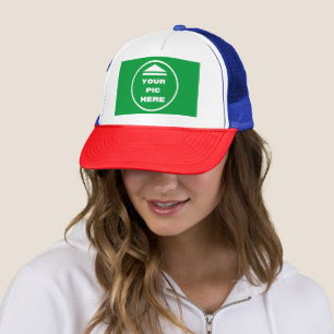 Boné FÁCIL! Trucker Hat - Azul Branco Vermelho - Person
