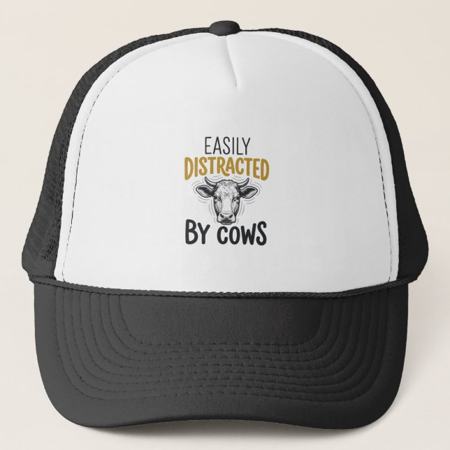 Boné Facilmente Distraído Por Vacas Camisa Engraçada Pa (Frente)