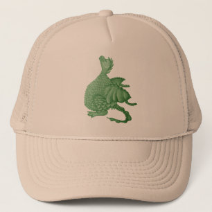 Boné fantasia mítica, criatura verde, dragão
