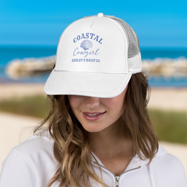 Boné favores de Festa de solteira de Cowgirl da costa (Coastal Cowgirl Bachelorette party favors personalized Trucker Hat bridesmaid gifts)