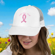 Boné Fé sobre Medo | Boné Coração com Laço Rosa