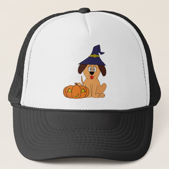 Boné Feiticeira Cachorro Abóbora Halloween (Frente)