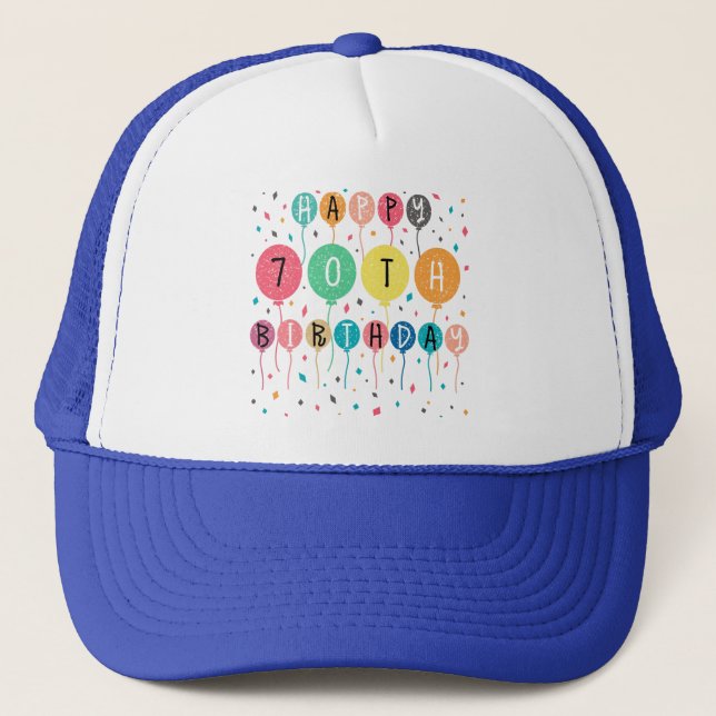 Boné Feliz aniversário de 70 com balões (Frente)