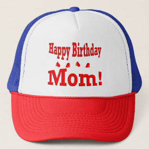 Boné Feliz aniversário Mãe que vermelho, branco e azul
