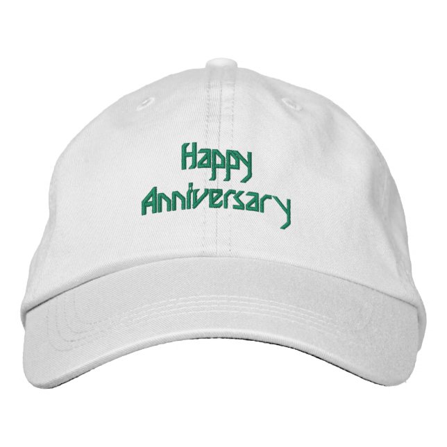 Boné Feliz Aniversário Texto Personalizado Branco  (Frente)