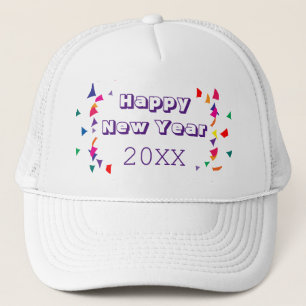 Boné Feliz Ano Novo 2026 Confetes Coloridos Divertidos