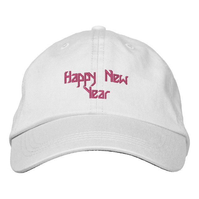 Boné Feliz Ano Novo Gorro Branco Cor Rosa Elegante Inte (Frente)