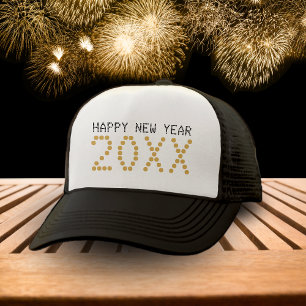 Boné Feliz ano novo Preto e Dourado 2024