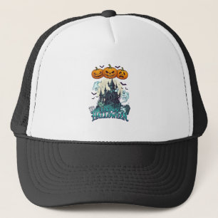 Boné Feliz Dia das Bruxas Castelo Assombrado Abóboras F