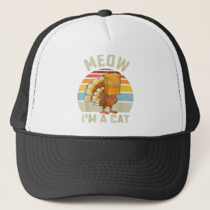 Boné Feliz Dia de Ação de Graças Turquia Falsa Gato Ret