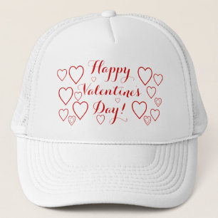Boné Feliz dia de os namorados com Corações Vermelhos