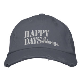 Boné Feliz Dia Positivo Citação Azul Rústica