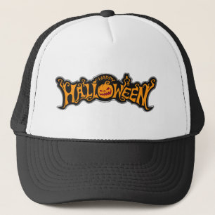 Boné Feliz Halloween Olho de Rubi Abóbora Moldura Prate