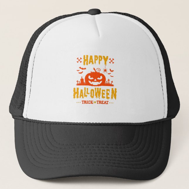 Boné Feliz Halloween, Truque ou Tratar (Frente)