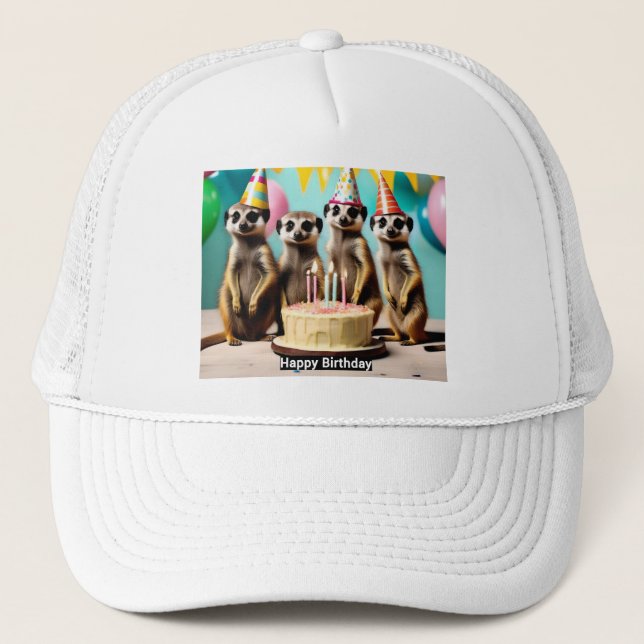 Boné Feliz Meerkat Birthday, (Frente)
