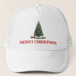 Boné Feliz Natal. Árvore (design 1) com presentes