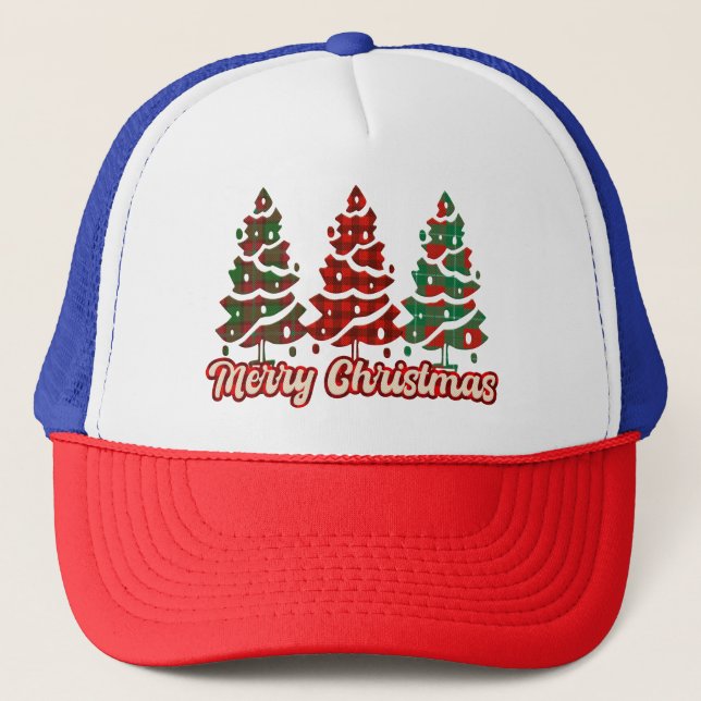 Boné Feliz Natal Árvores de Xadrez Búfalo Design-42019 (Frente)