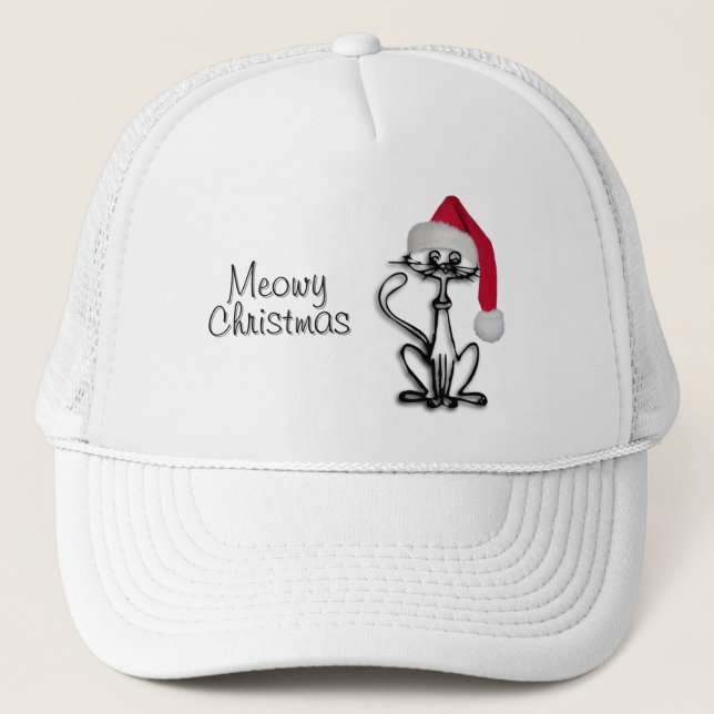 Boné Feliz Natal Gatinho Gato Chapéu (Frente)