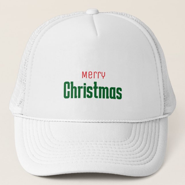 Boné Feliz Natal personalizado elegante vermelho & verd (Frente)