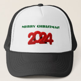 Boné Feliz Natal Texto Verde 2024 Texto Vermelho Elegan