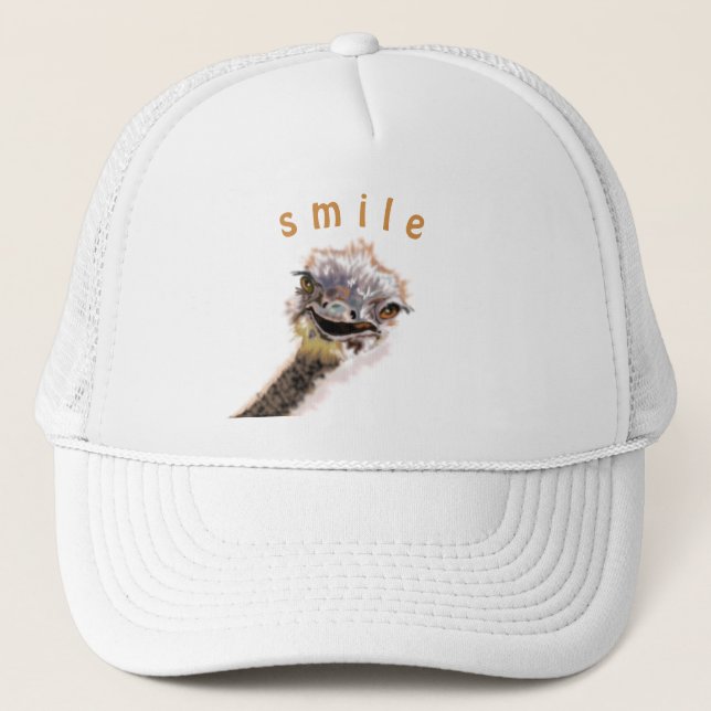 Boné Feliz Ostrich Trucker Hat - Sorria - Seja feliz (Frente)
