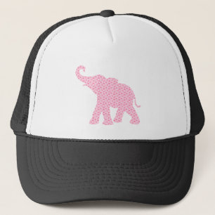 Boné Feliz padrão de elefante-arte cor-de-rosa