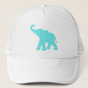 Boné Feliz Padrão Verde de Elefante-Arte Moderno