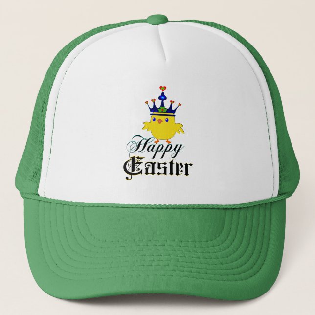 Boné ♫ ♥ Felz pascoa King Chicken Fun Trucker Hat fico (Frente)