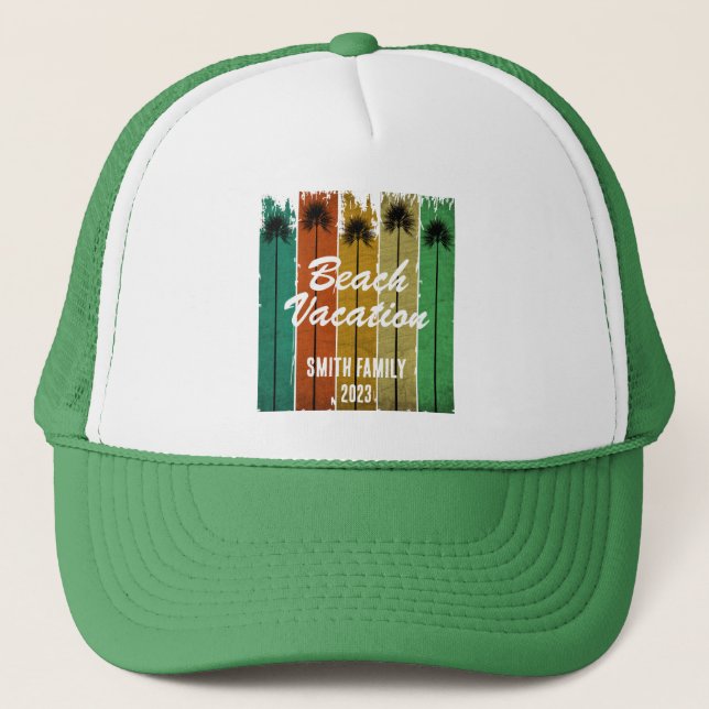 BONÉ FÉRIAS NA PRAIA COM PALMEIRAS VINTAGE PERSONALIZAD (Frente)