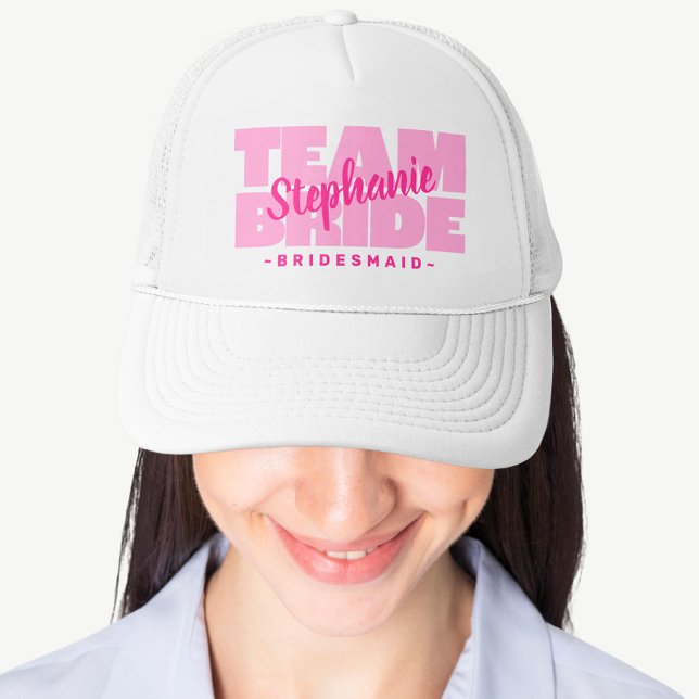 Boné Festa de casamento de Bridesmaid da Equipe, cor-de (Criador carregado)