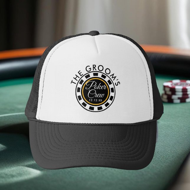 Boné Festa de Despedida de Solteiro Personalizada para  (Perfect hat to wear at the Groom's Bachelor Poker Party. Add your name and date)