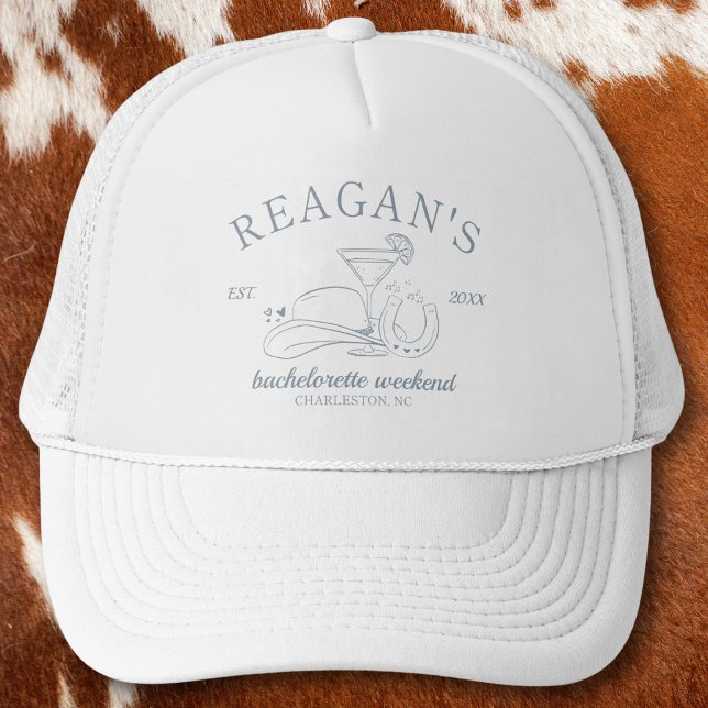 Boné Festa de Solteira Desenhada à Mão Caubói Ocidental (cowgirl western bachelorette party hat costal cowgirl disco cowgirl girls weekend party favors bride)