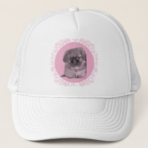 Boné Filhote de Pequinês em Rosa