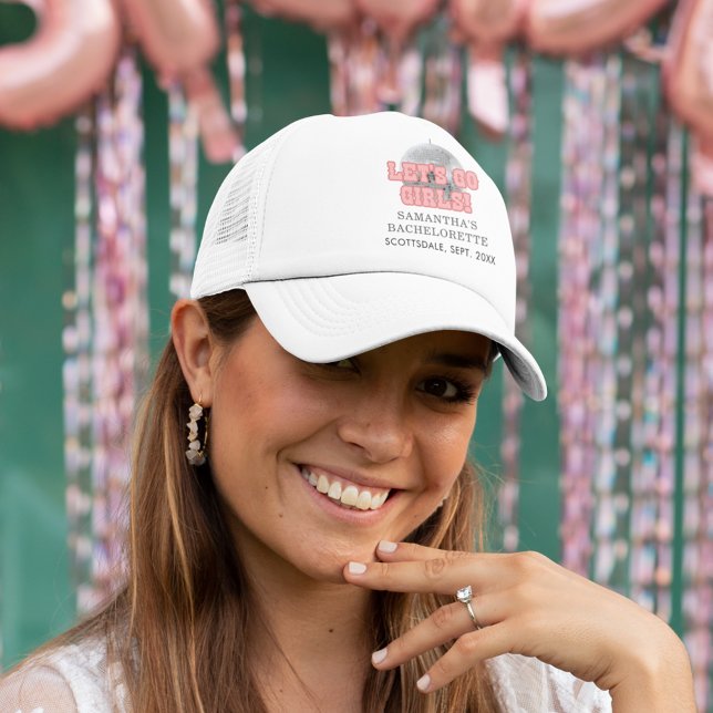 Boné Fim de semana de despedida de solteira Disco Bache (Disco Bachelorette Lets Go Girls Personalized Trucker Hat)
