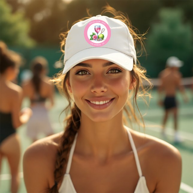 Boné Fim de Semana do Clube Social de Tênis Chic Motif (Chic Tennis Motif Social Club Bachelorette Weekend Trucker Hat)
