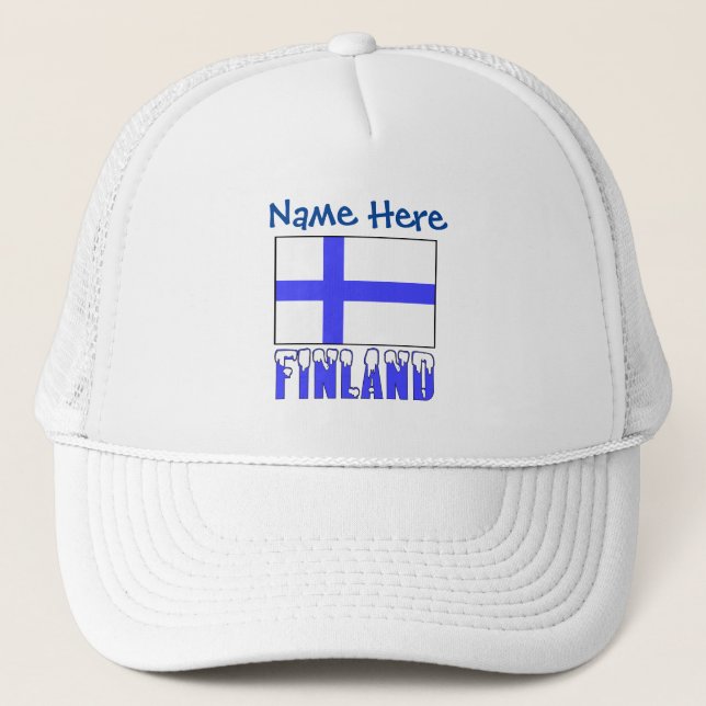 Boné Finland and Finnish Flag Personalized  Trucker Hat (Frente)