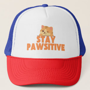 Boné Fique Pawsitivo Design de Gato Fofo Piscando