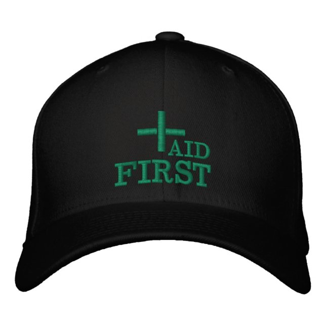 Boné First Aid embroidered baseball cap White / green (Frente)