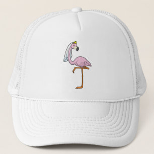 Boné Flamingo como Noiva em Casamento com Véu