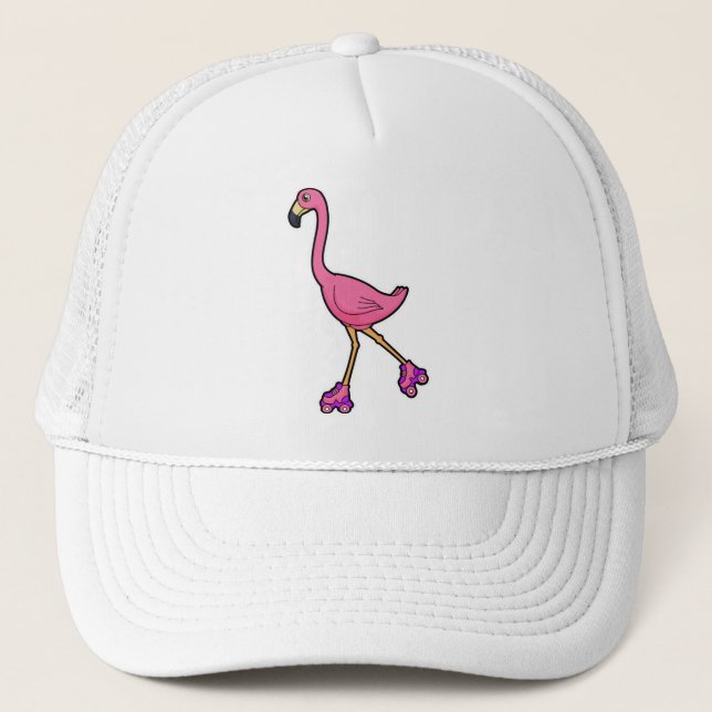 Boné Flamingo como Patinador com patins de rolo (Frente)
