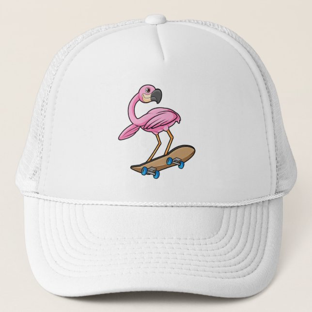 Boné Flamingo como Skater com skate (Frente)