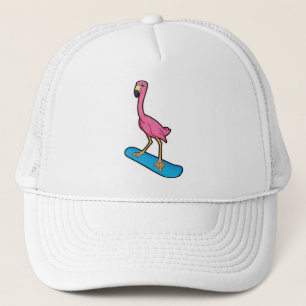 Boné Flamingo como Snowboarder com Snowbaord