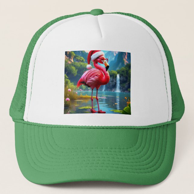 Boné Flamingo de Natal como Papai Noel-47476 (Frente)